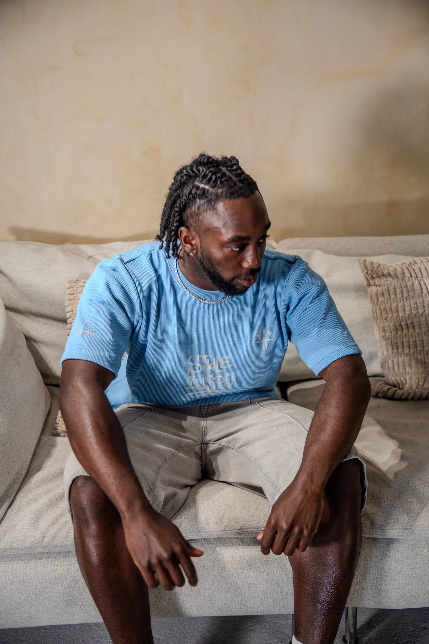 101 light Blue waffle T